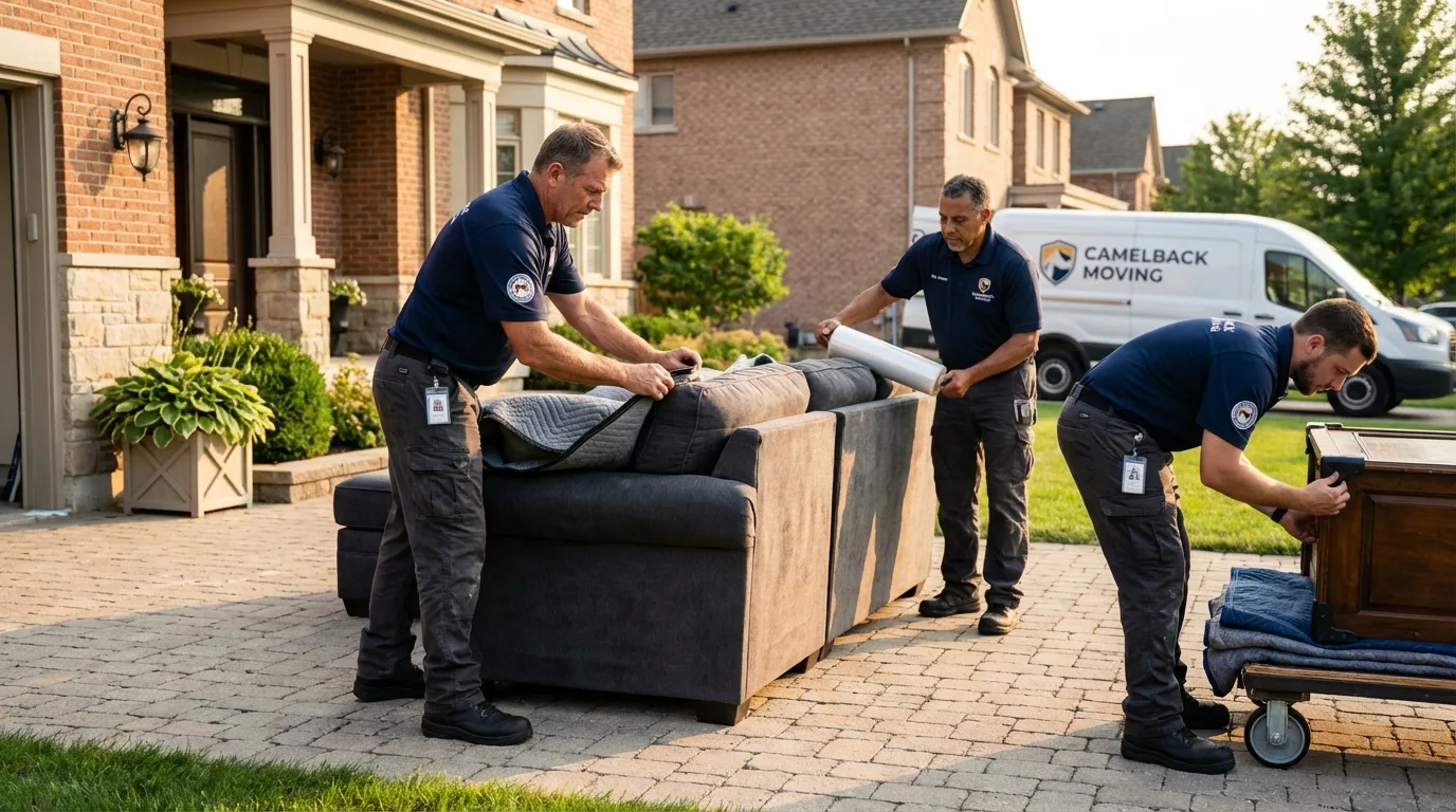 Large estate moving crew wrapping furniture in South River, NJ
