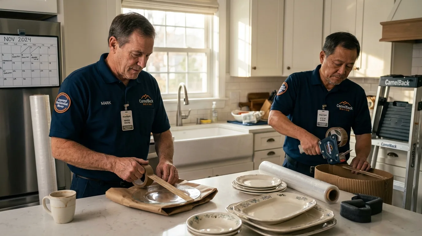 Professional crew packing kitchen dishware in South River, NJ