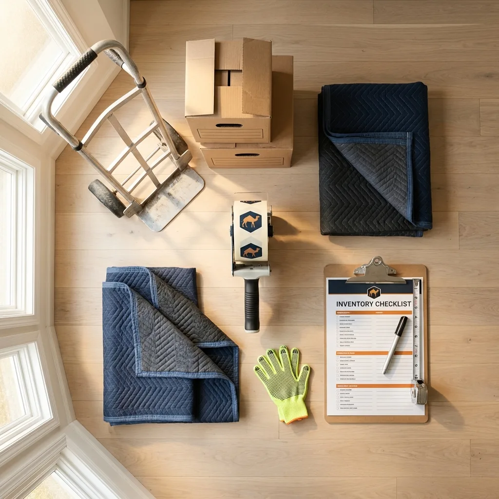 Professional moving supplies and packing materials layout for South River residential relocations